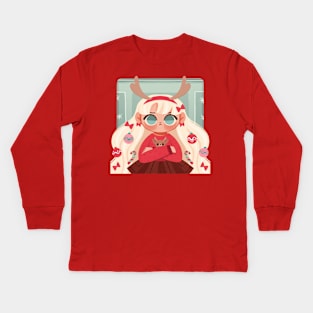 Reindeer Girl Kids Long Sleeve T-Shirt